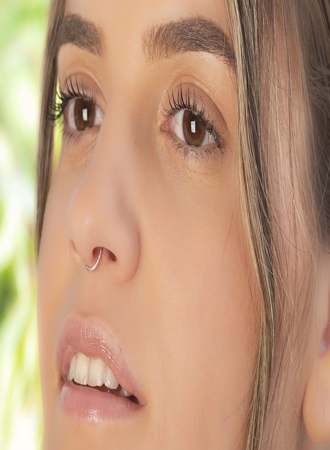 biliboom Silver Jewelry Fake Septum Ring Clip On - 22G Thin Sterling Silver Faux Septum Hoop for Women - No Piercing Nose Jewelry - Comfortable Lightweight Fake Nose Ring for Everyday Style - Image 4